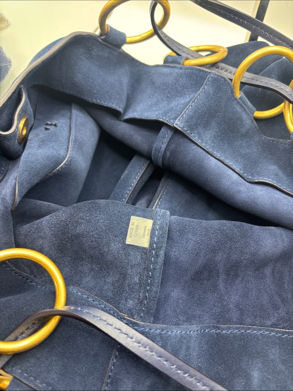 Tory Burch Farrah Suede Tote Bag in Royal Navy / Midnight Blue - Picture 4 of 8